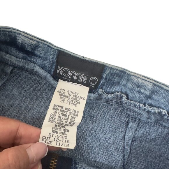 Vintage 80' Konnie o by kayo Acido Wash Denim Mini Skirt Front Zipper SZ 11/12 - Picture 4 of 11